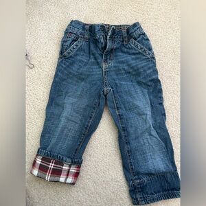 Gymboree Boys Relaxed Blue Jeans with Plaid Cuff